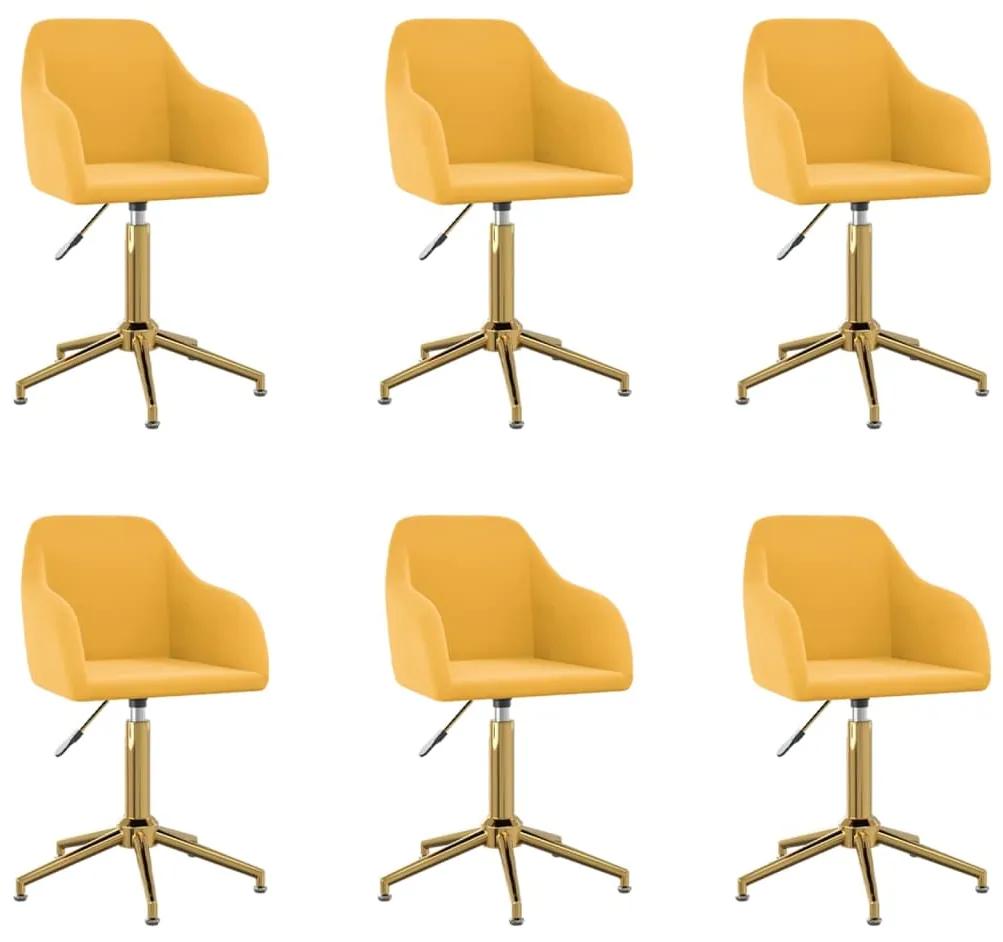 3089894 vidaXL Cadeiras de jantar giratórias 6 pcs veludo amarelo