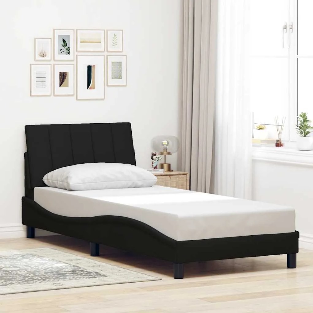 vidaXL Estrutura de cama sem colchão 90x200 cm tecido preto