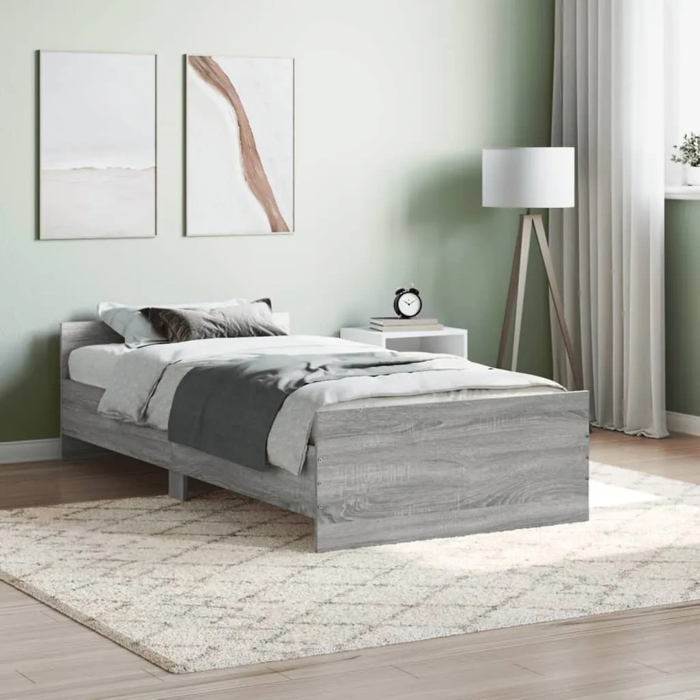 vidaXL Estrutura cama 90x200 cm derivados de madeira cinzento sonoma