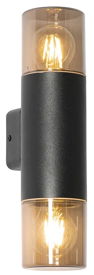 Candeeiro de parede exterior moderno preto 2-luzes IP44 - Odense Moderno