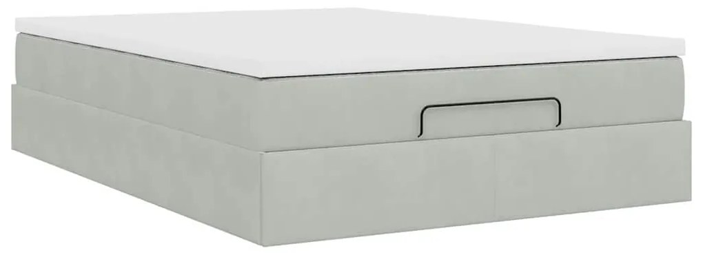 Estrutura de cama otomana com colchão 140x190 cm cinzento claro