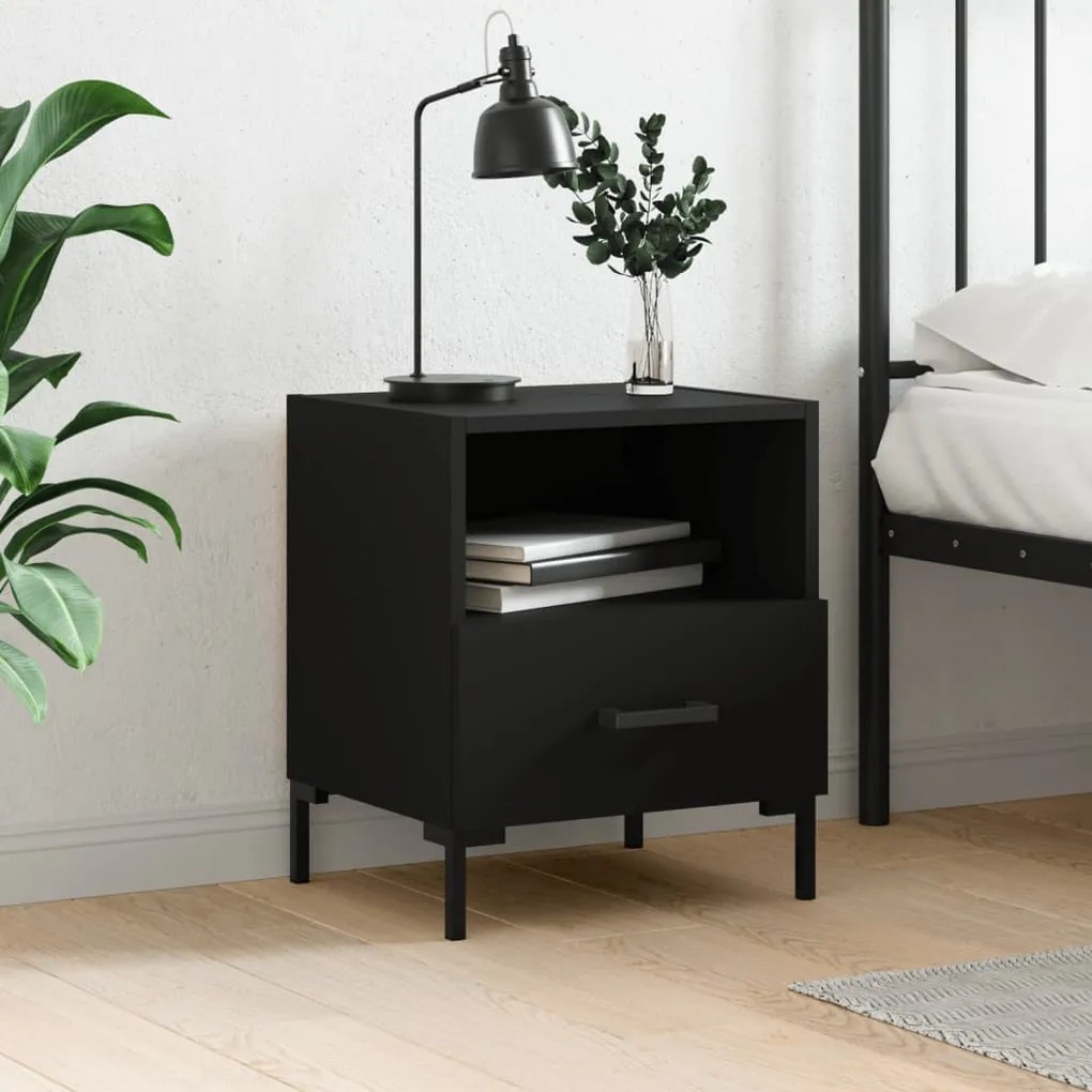vidaXL Mesa de cabeceira 40x35x47,5 cm derivados de madeira preto