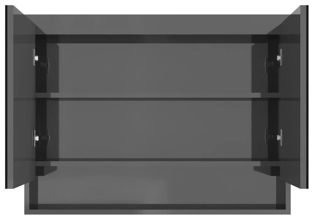Armário espelhado p/ casa banho 80x15x60cm MDF cinza brilhante