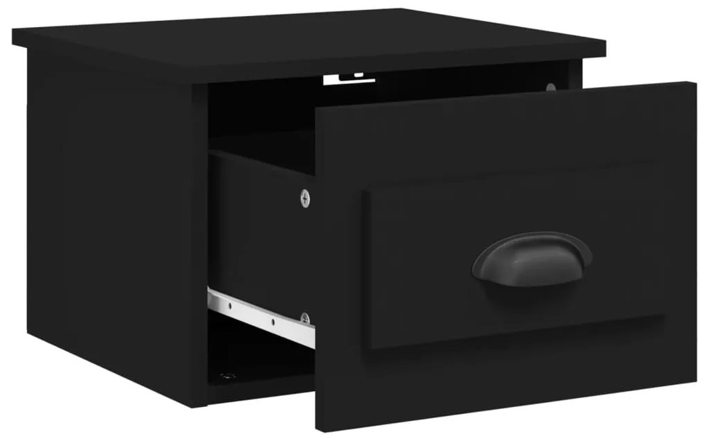 Mesa de cabeceira de parede 41,5x36x28 cm preto