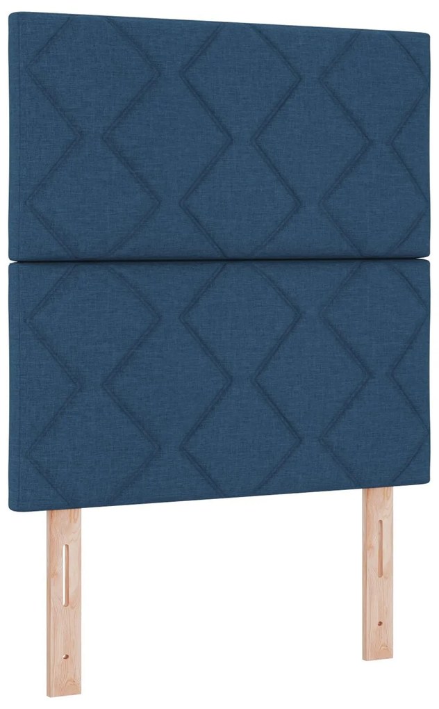 Cama Box Spring com Colchão e Banco Azul 80x200 cm Tecido