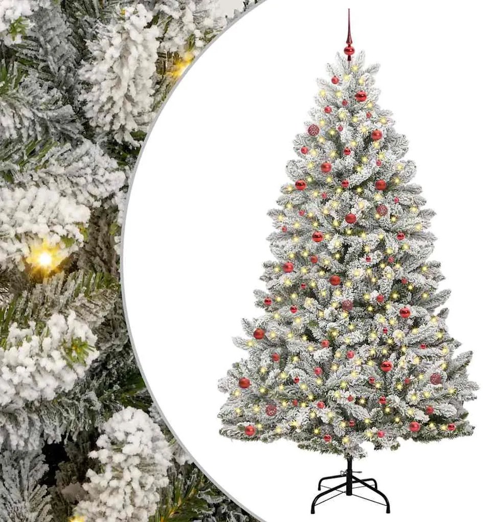 vidaXL Árvore de Natal Artificial Verde e Branco 270 cm PVC e Metal