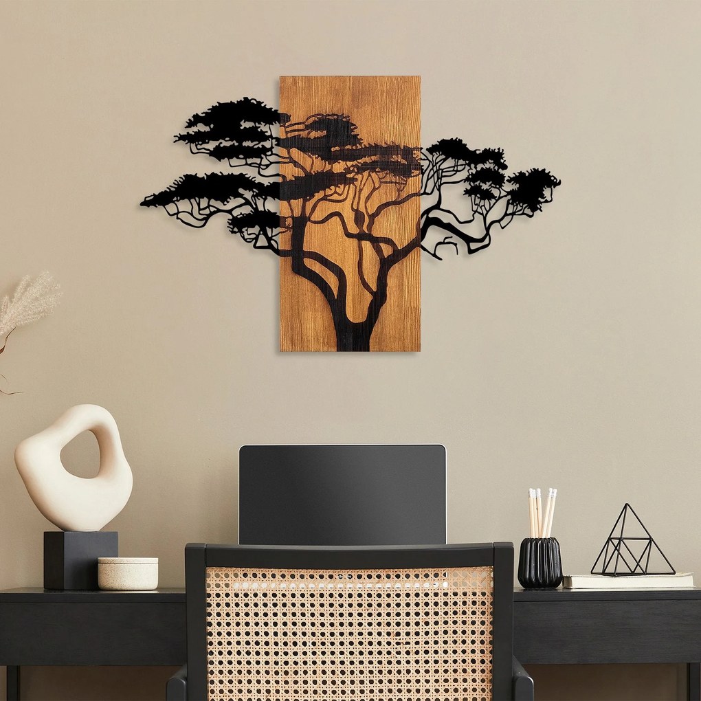 Acessório Decorativo de Parede Acácia – Nogueira e Preto – 90 x 58 cm