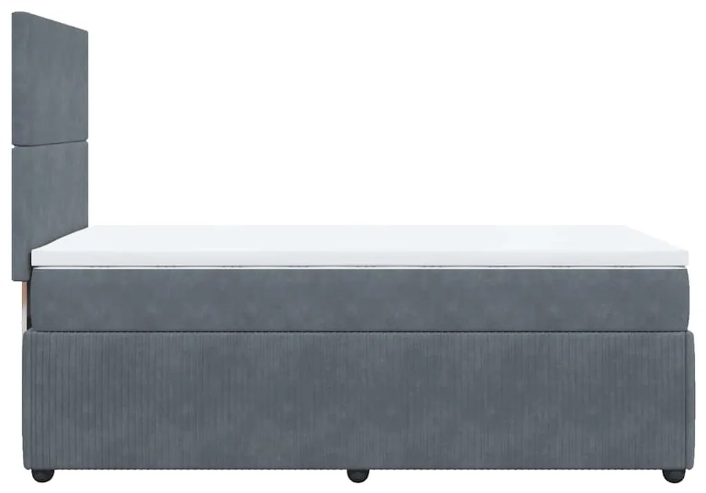 Cama com molas/colchão 100x200 cm veludo cinza-escuro
