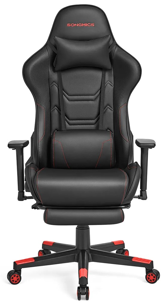 Cadeira gaming com Almofada ergonómica para apoio de cabeça preto-vermelho