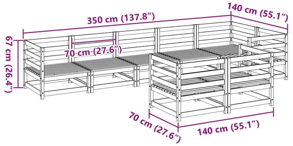 8 pcs conjunto sofás de jardim pinho maciço