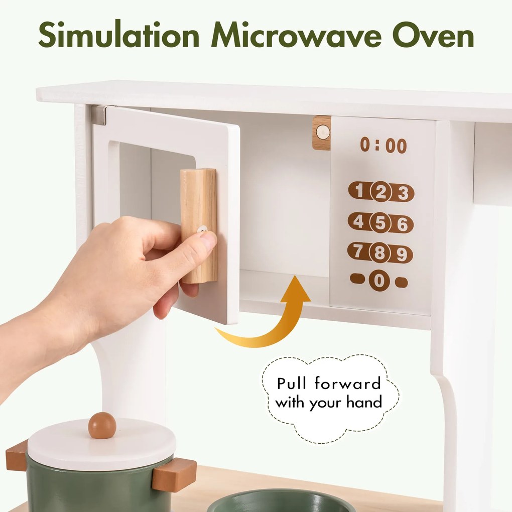 Cozinha Infantil de Madeira par Crianças 80 cm x 55 cm x 29,6 cm Verde Vintage