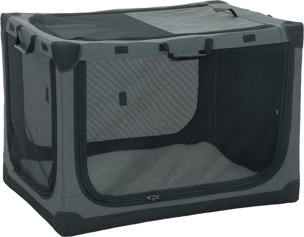 PawHut Caixa de Transporte Dobrável com Almofada Capa Removível e Lavável em Tecido Oxford para Cães até 38 kg Verde Exército | Aosom Portugal