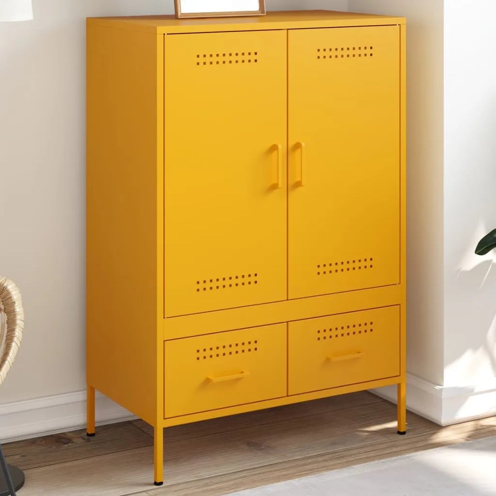 vidaXL Móvel alto 68x39x101,5 cm aço amarelo mostarda