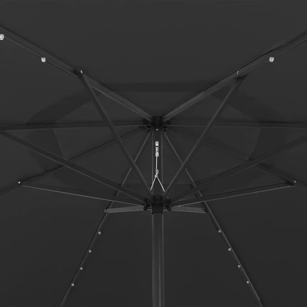 Guarda-sol de jardim com luzes LED 400 cm preto