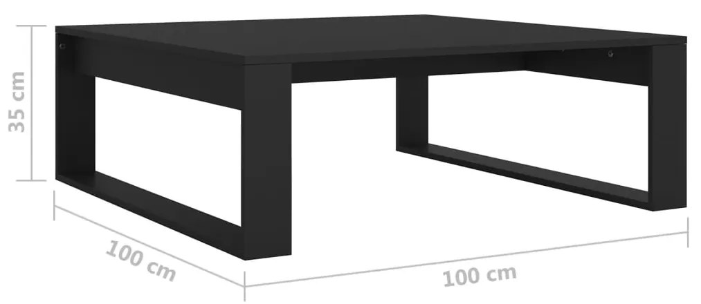 Mesa de centro 100x100x35 cm contraplacado preto