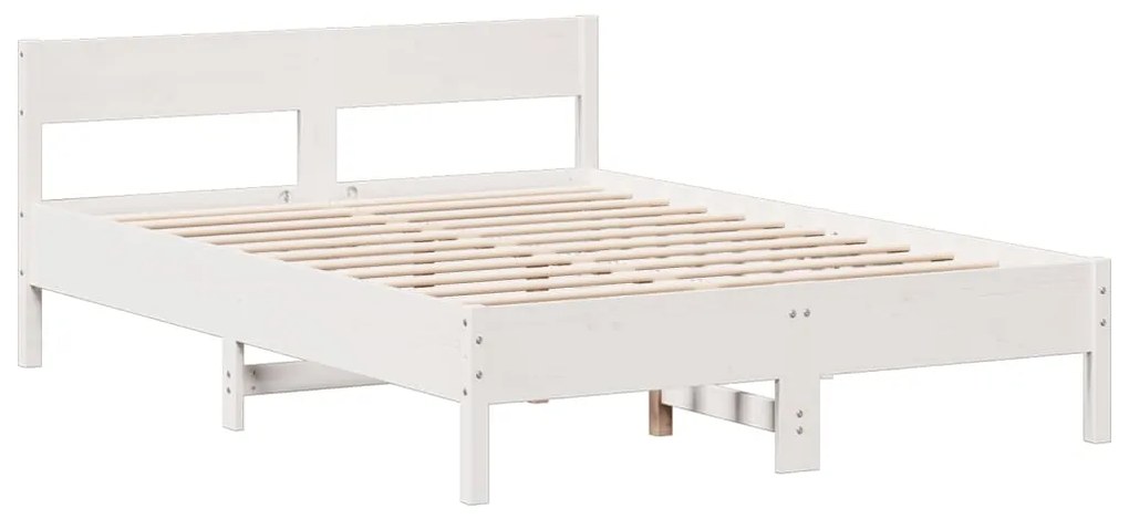 Cama com estante sem colchão 140x200 cm pinho maciço branco