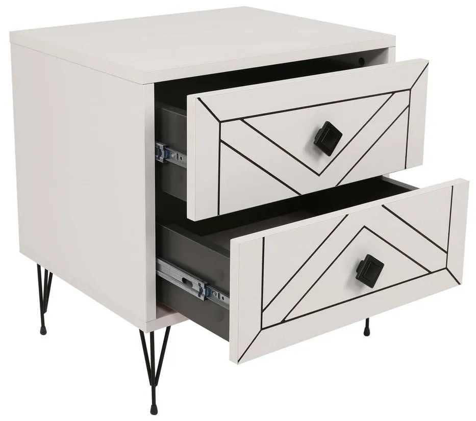 Mesa de Cabeceira Luna – Branco – 50x55x40 cm