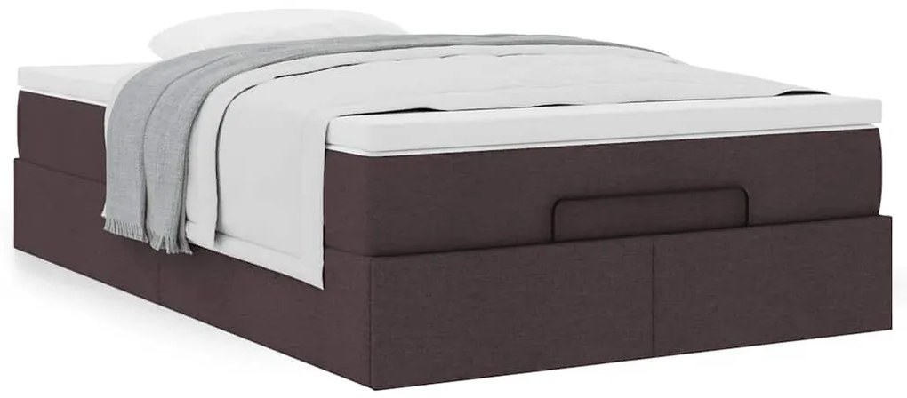 Estrutura cama otomana colchão 120x200cm tecido castanho escuro