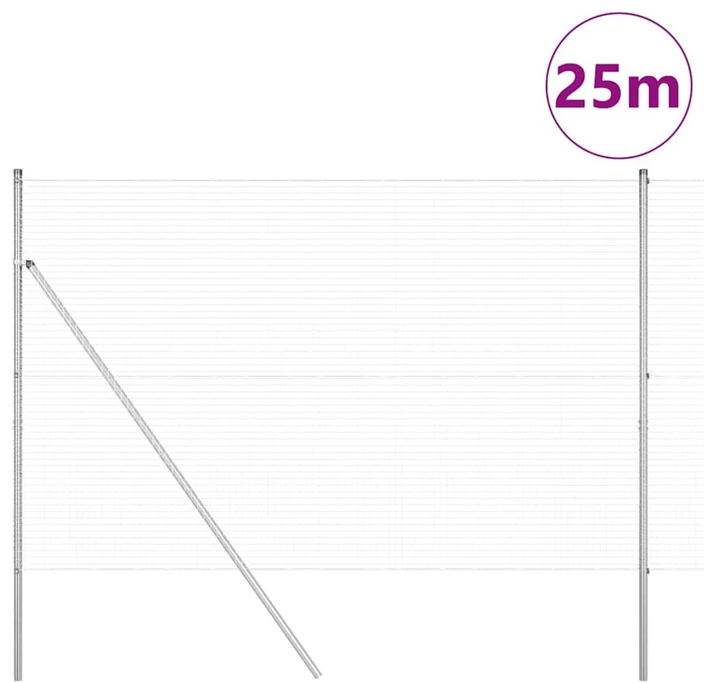 Cerca de Fio Soldado com 13 Postes 1.6x25 m de Aço Galvanizado