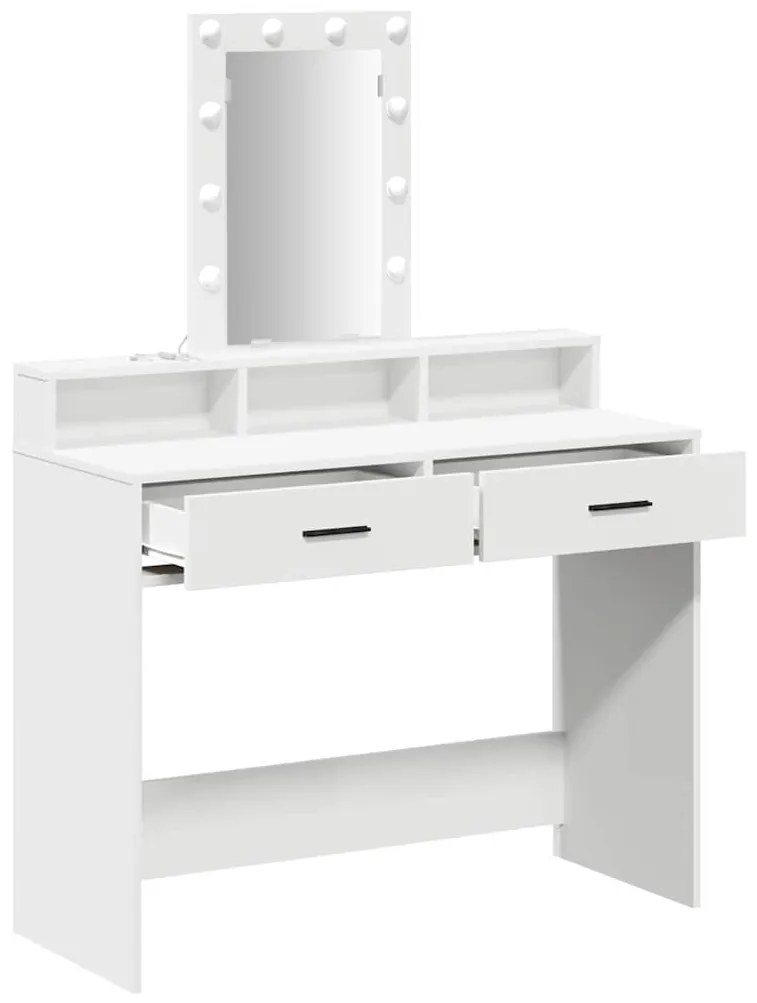 Mesa de Maquiagem com Luzes LED Branca 100x41x140 cm