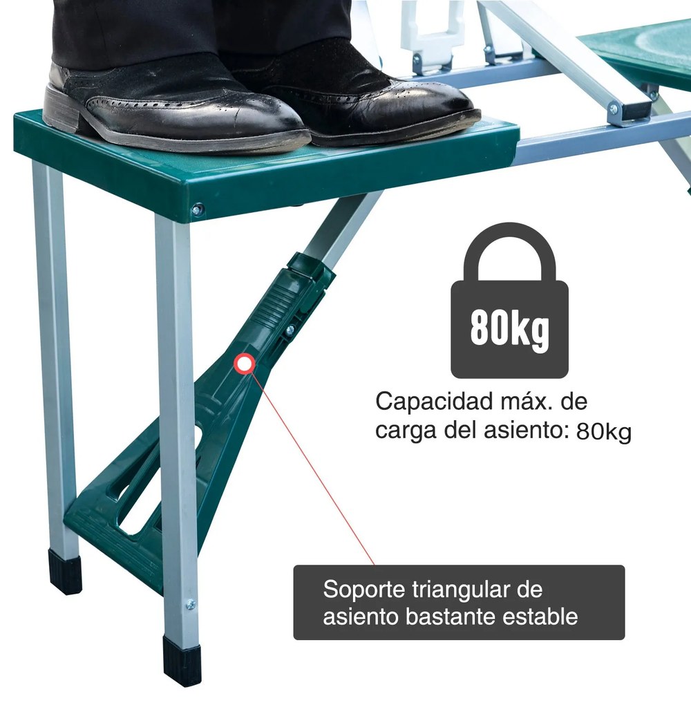 Mesa Dobrável de Acampamento com 4 Cadeiras Bergen – 136x84,5x66 cm –