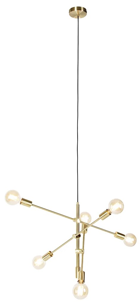 Candeeiro pendente inteligente latão 6 luzes incl. Wifi G95 - Sydney