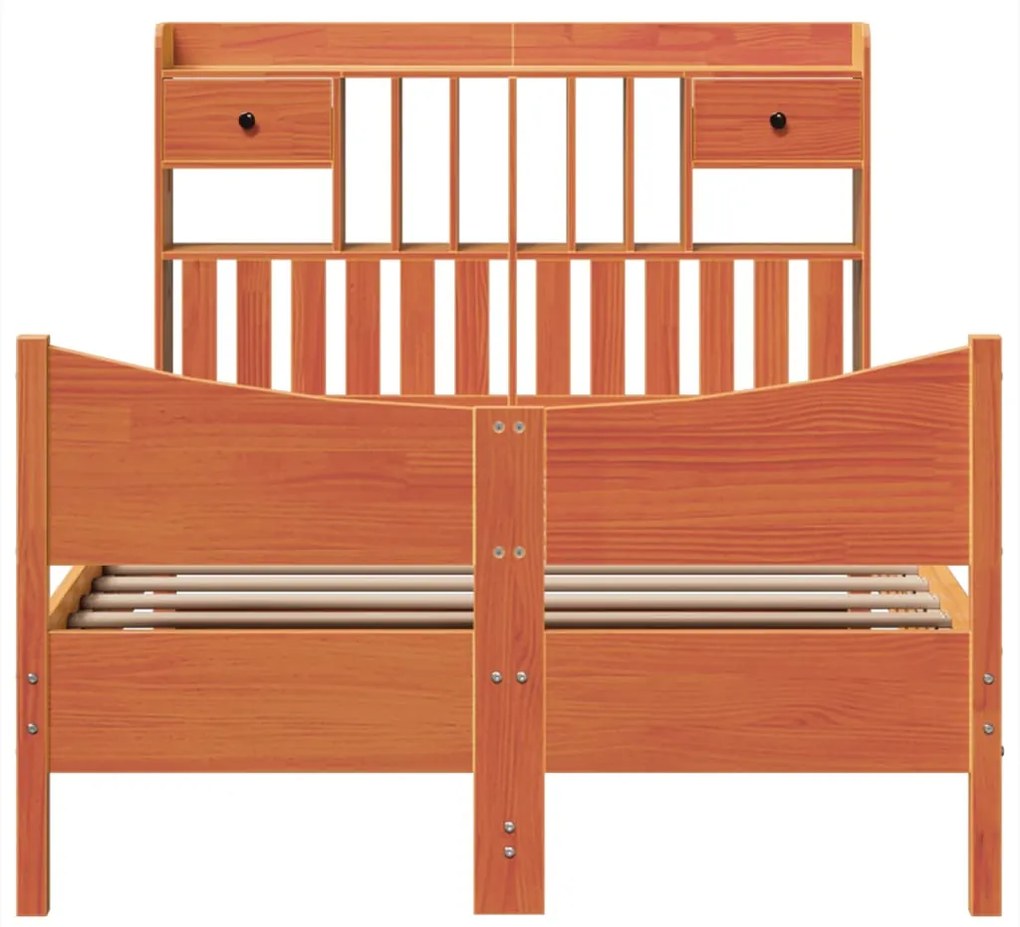Cama sem colchão 120x190 cm madeira pinho maciça castanho-mel