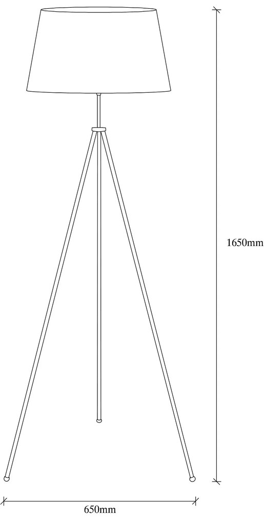 Candeeiro de Pé Tripod – Preto e Castanho – 65 x 65 cm, Altura: 165 cm