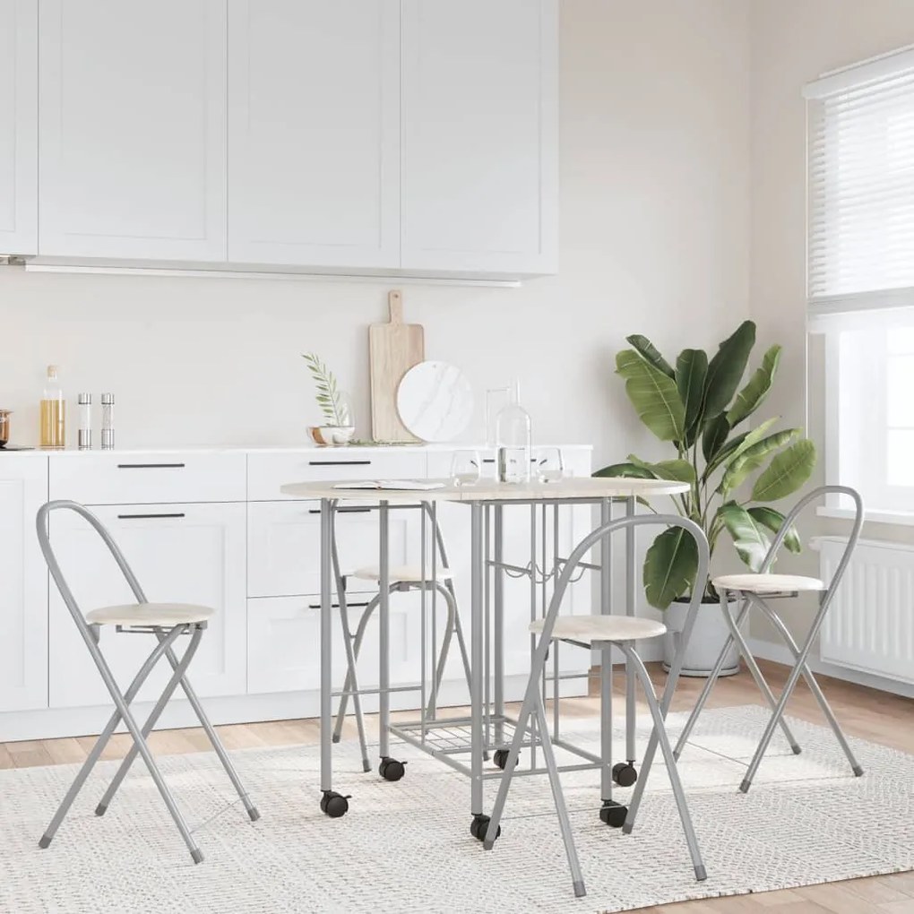 243901 vidaXL Conjunto de jantar dobrável 5 pcs MDF