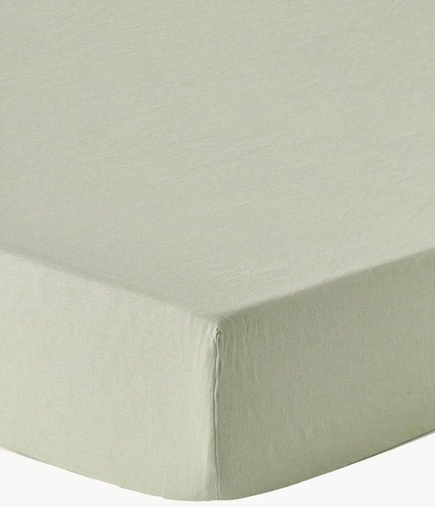 Lençol em linho lavado com elástico topper Airy