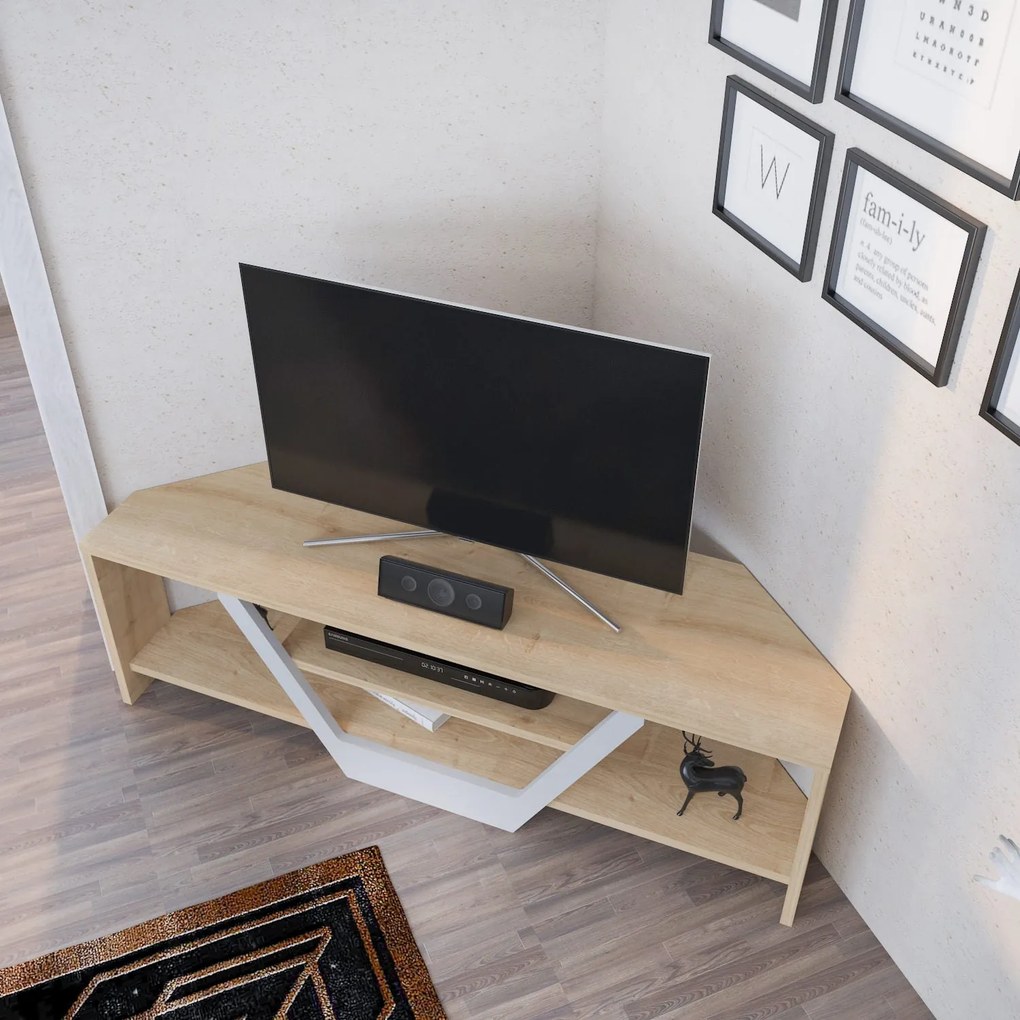 Móvel TV Sares – Branco Carvalho – 120x35x36,8 cm
