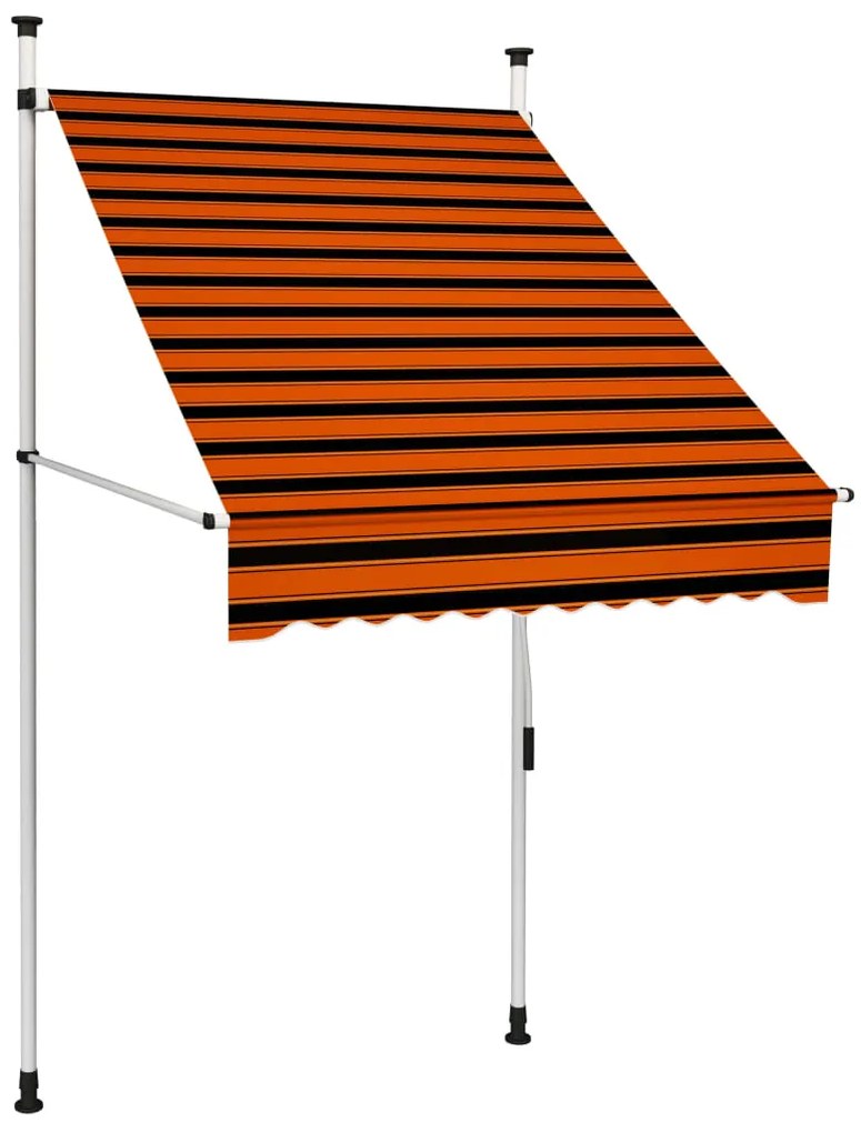 Toldo retrátil manual 100 cm laranja e castanho