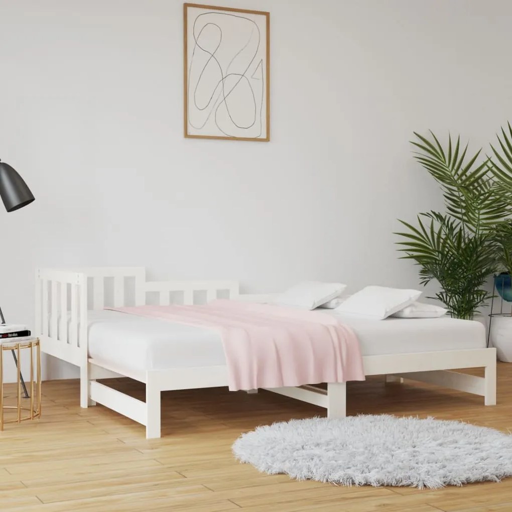 Sofá-cama de puxar 2x(90x200) cm pinho maciço branco