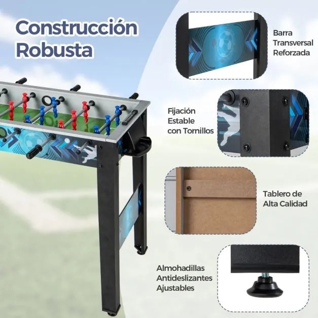 Mesa de matraquilhos infantil Estável com 2 Bolas 18 Jogadores Realistas, 94,5 × 53,5 × 76,5 cm Pintura Estilo Desportivo
