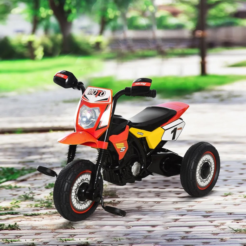 HOMCOM Triciclo de moto para crianças acima de 18 meses com 3 rodas com luzes e som projeto exclusivo 71x40x51 cm Vermelho