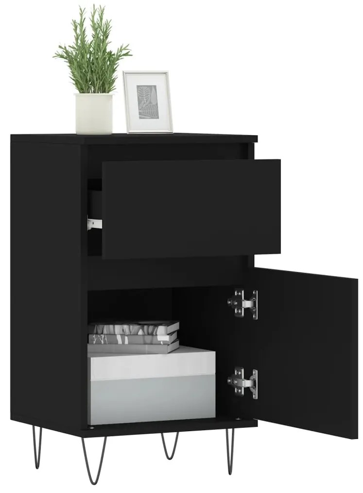 Aparadores 2 pcs 40x35x70 cm derivados de madeira preto