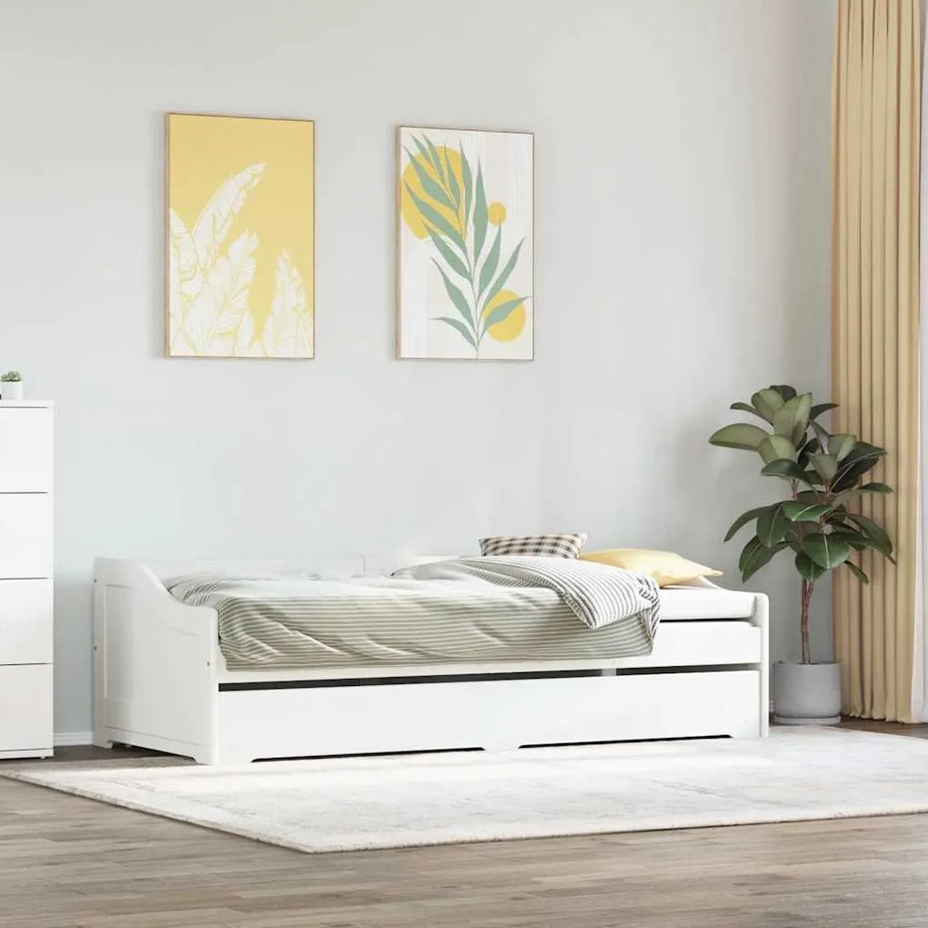 Sofá-cama com gavetão sem colchão IRUN branco 90x200 cm