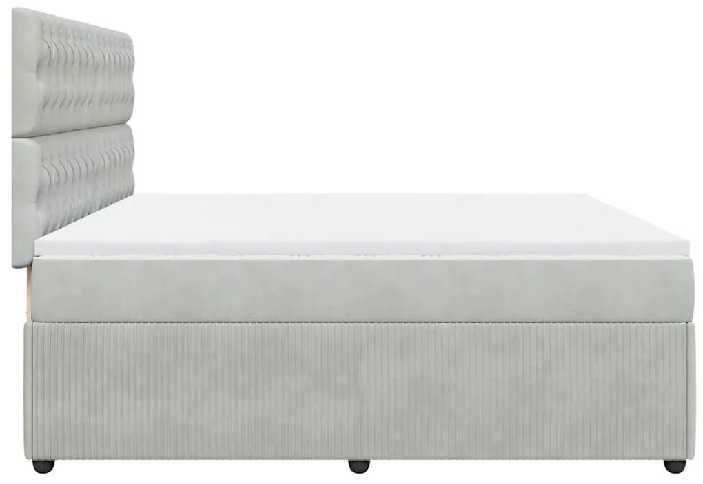 Cama com molas/colchão 200x200 cm veludo cinzento-claro