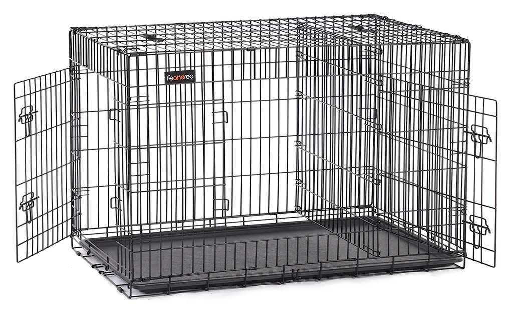 Gaiola para cães FEANDREA, caixa para cães com 2 portas, 122 x 74,5 x 80,5 cm, preta PPD48BK