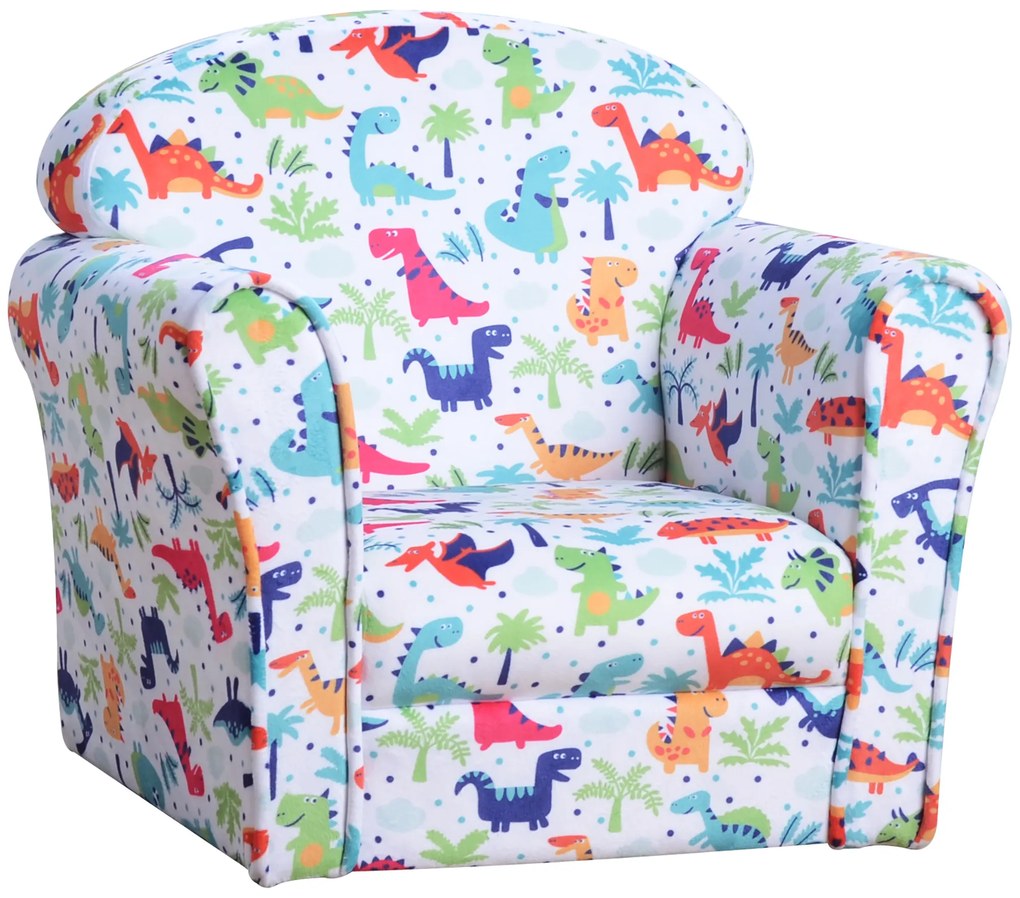HOMCOM Poltrona para Crianças acima de 3 Anos com Desenhos de Foguete Estrutura de Madeira e Estofado em Flanela 50x39x44 cm Multicor