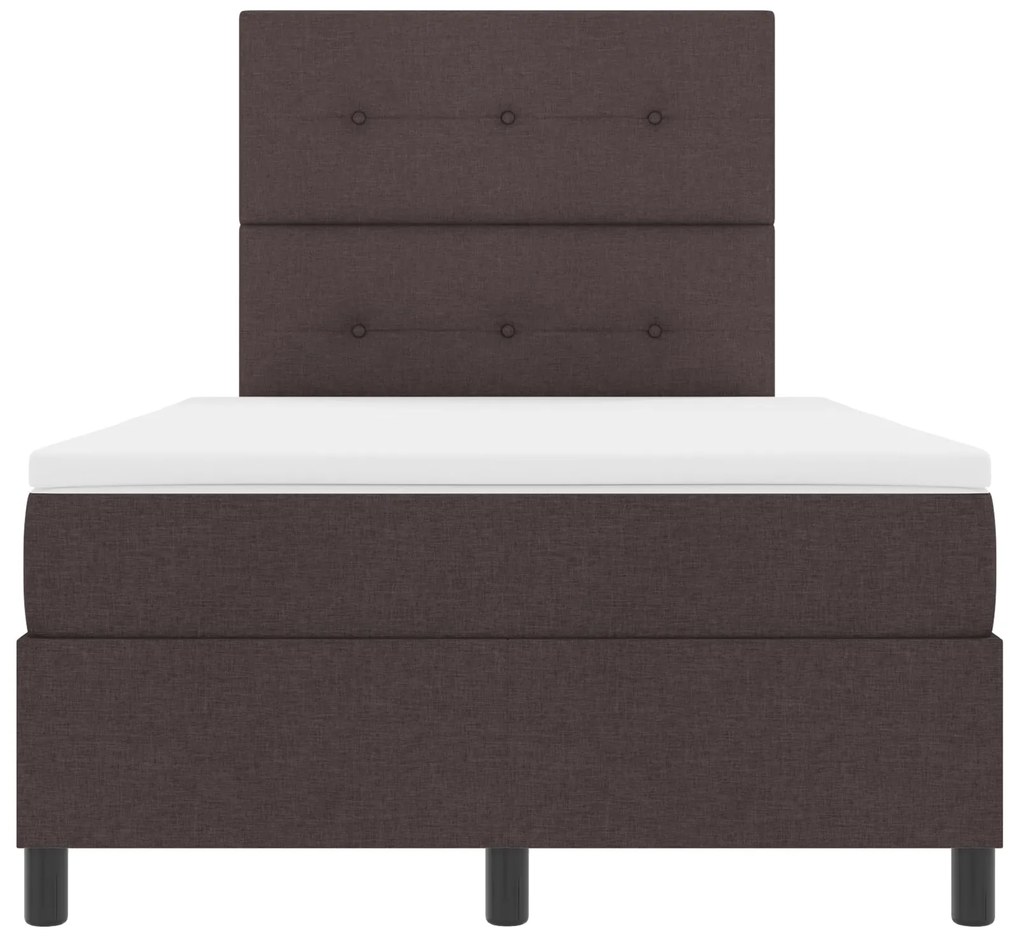 Cama Box Spring com Colchão Castanho Escuro 120x200 cm Tecido