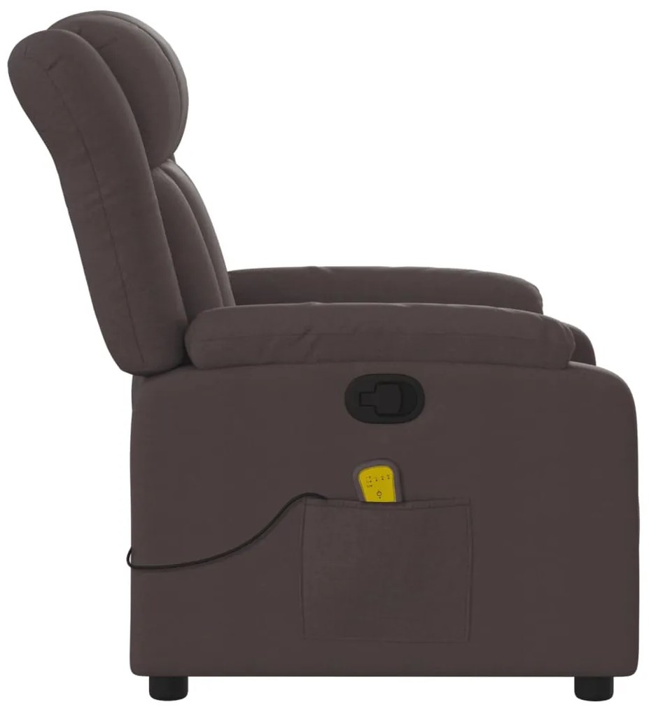 Poltrona de massagens reclinável tecido castanho-escuro
