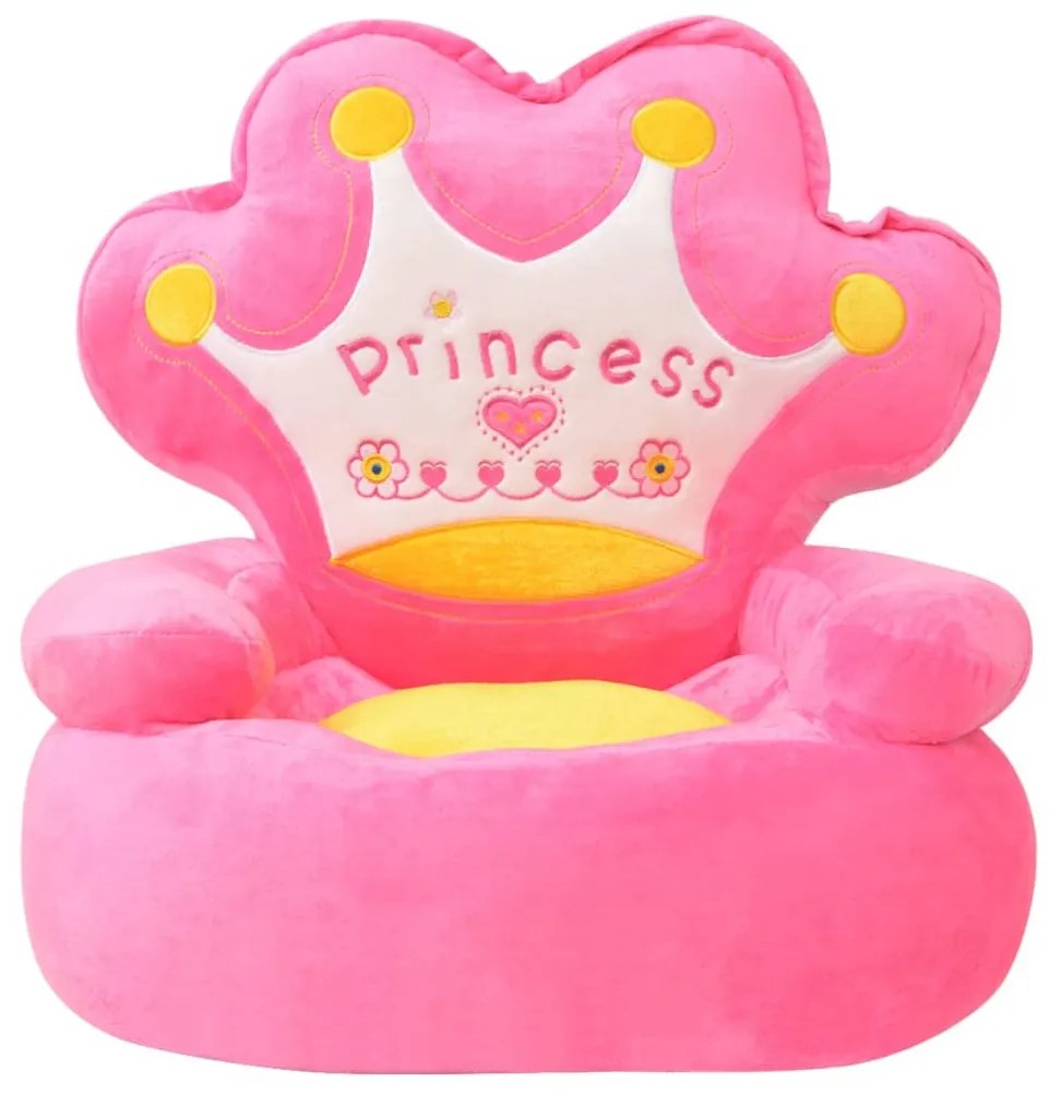 Cadeira em pelúcia infantil, princesa, rosa