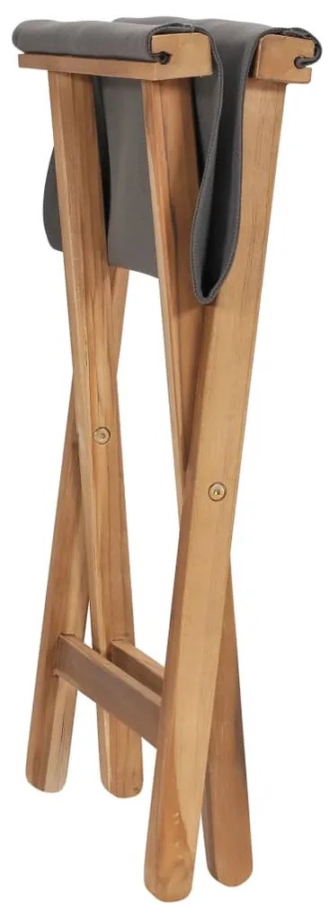 Cadeiras dobráveis 2 pcs teca maciça e tecido cinzento-escuro