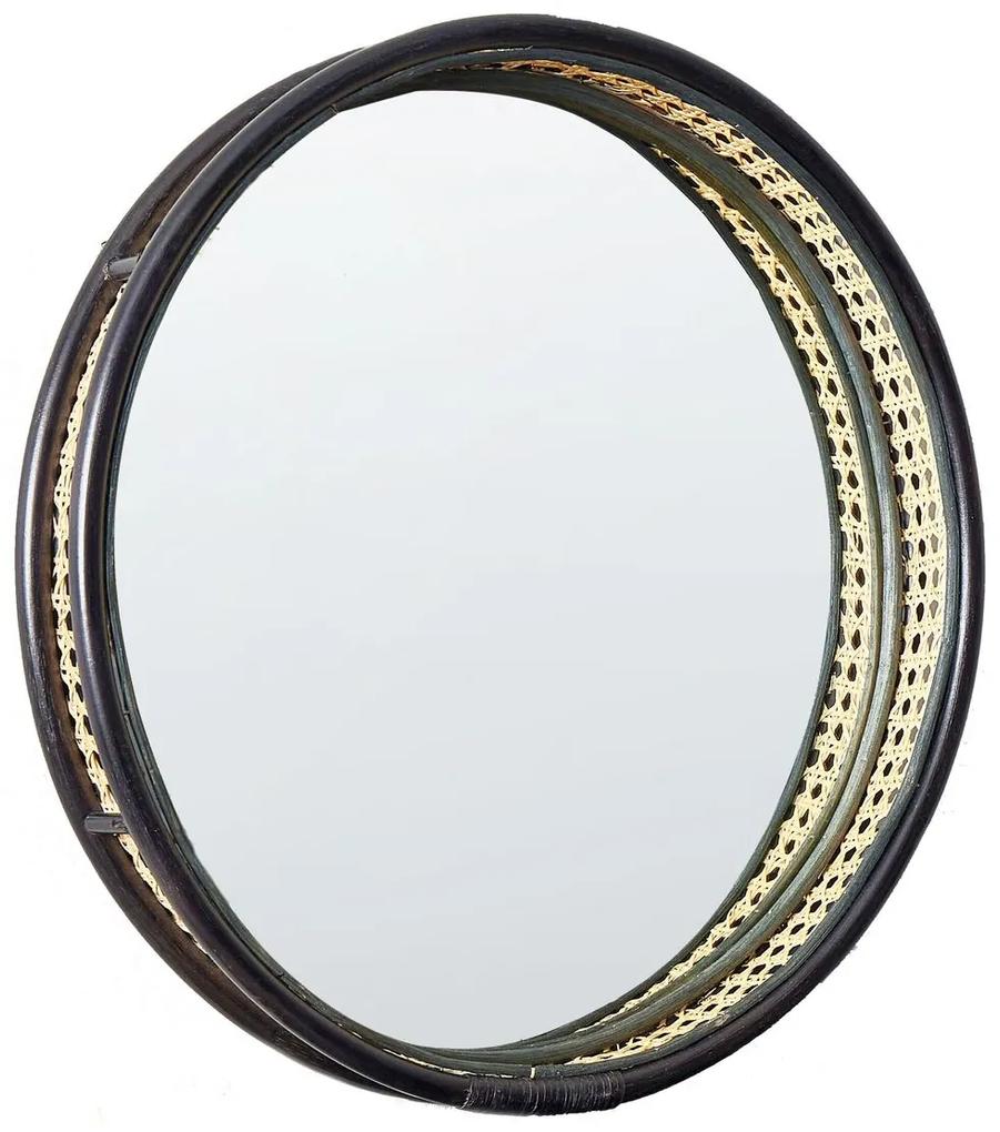 Espelho de parede redondo em rattan preto ⌀ 60 cm DAKSA Beliani