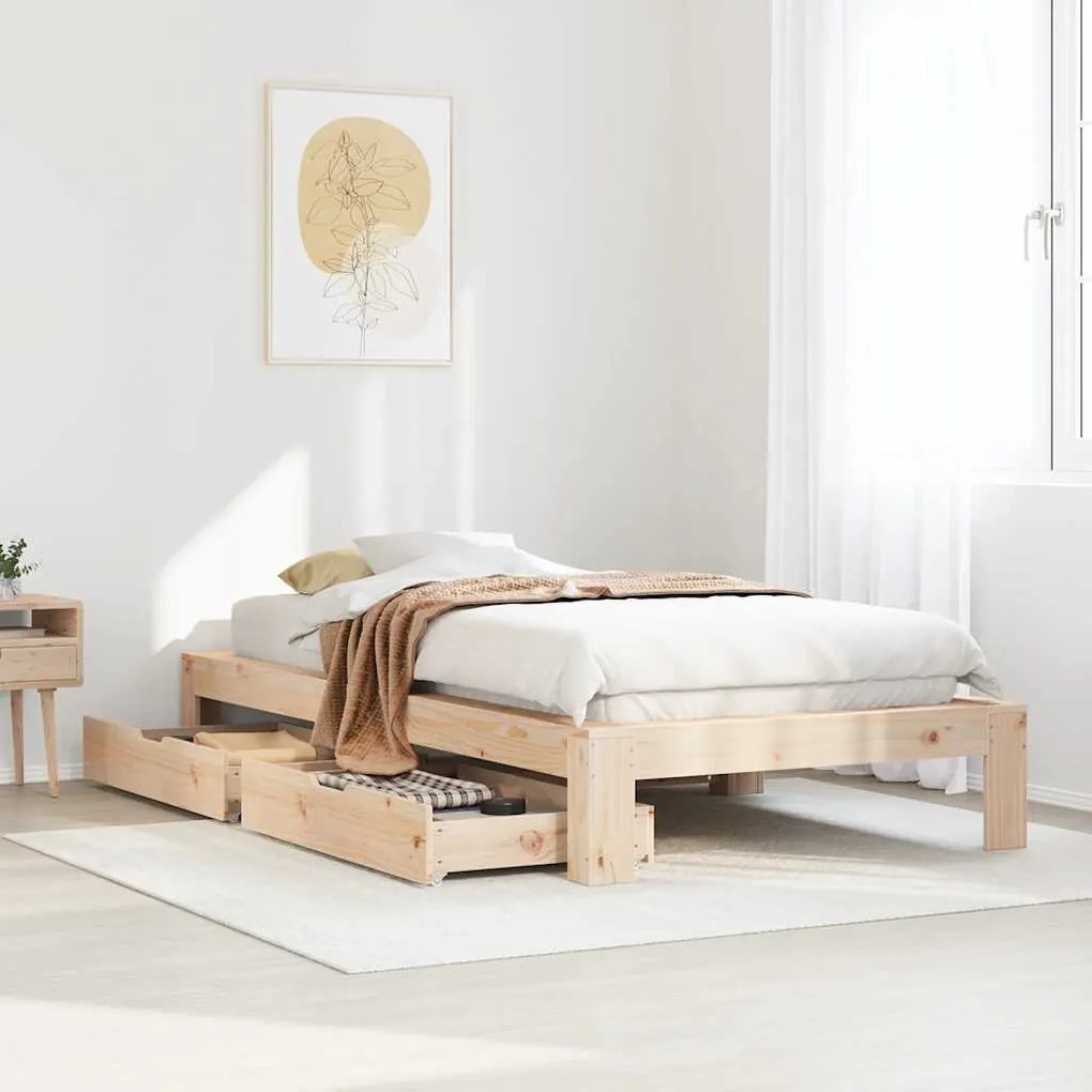 vidaXL Cama sem colchão 90x200 cm madeira de pinho maciça