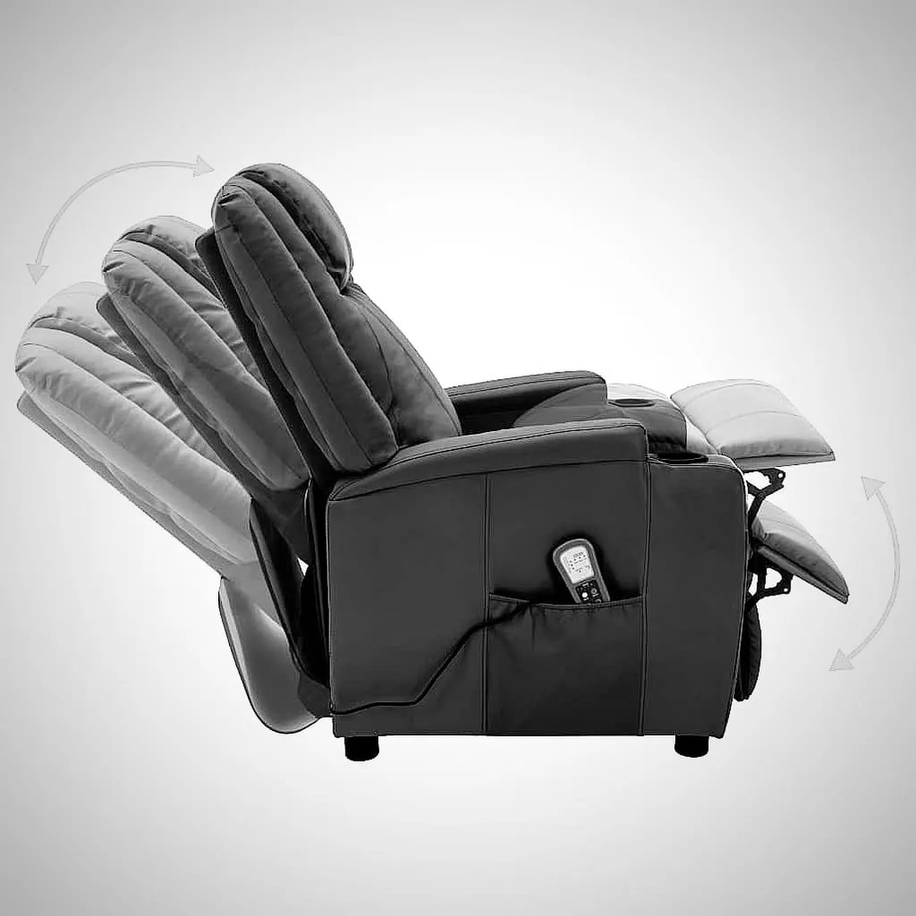 Poltrona Kaila de Massagens Reclinável em Couro Artificial - Cinzento