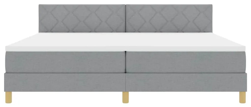 Cama Box Spring com Colchão e LED Cinza Claro 200x200 cm Tecido