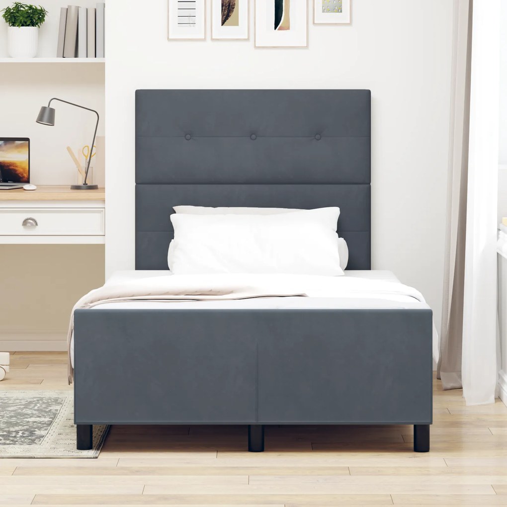 Cama vidaXL Cinza Escuro 120x200 cm Veludo