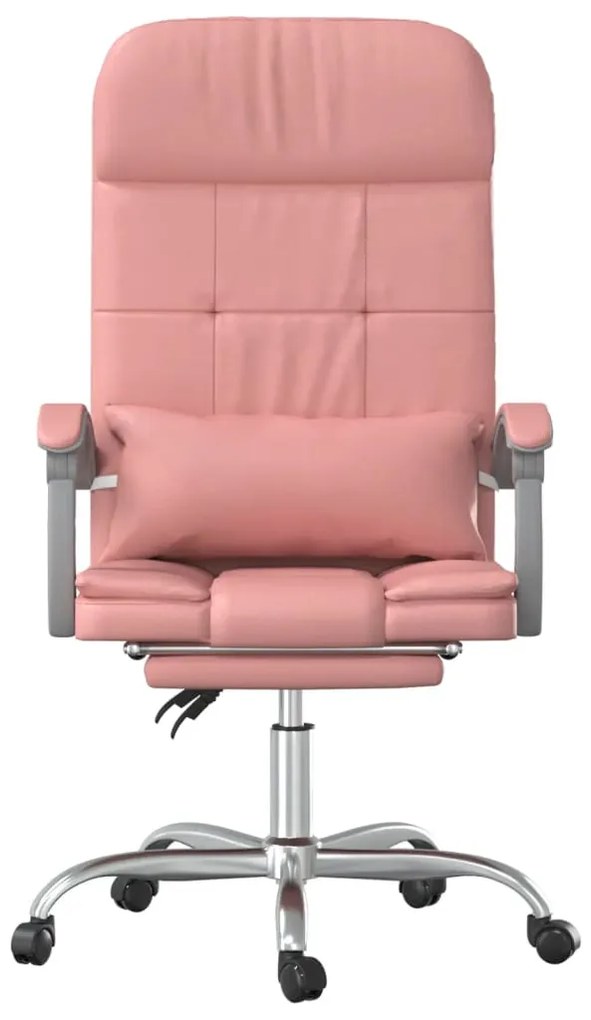 Cadeira escritório massagens reclinável couro artificial rosa